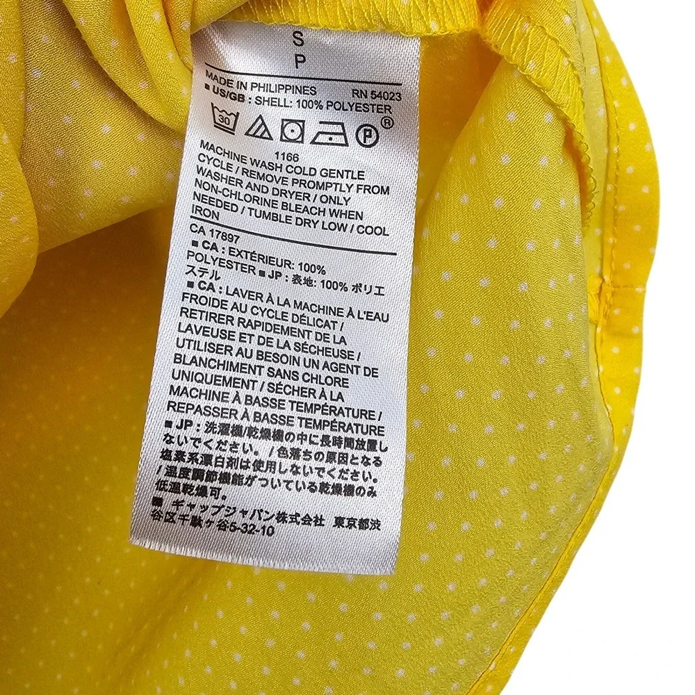 Banana Republic Yellow Polka Dot Puff Sleeve‎ Blouse Women's Small Top